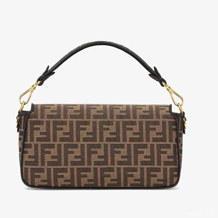Affordable Baguette FF Bag Motif Fendi Medium Brown In Fabric 0726